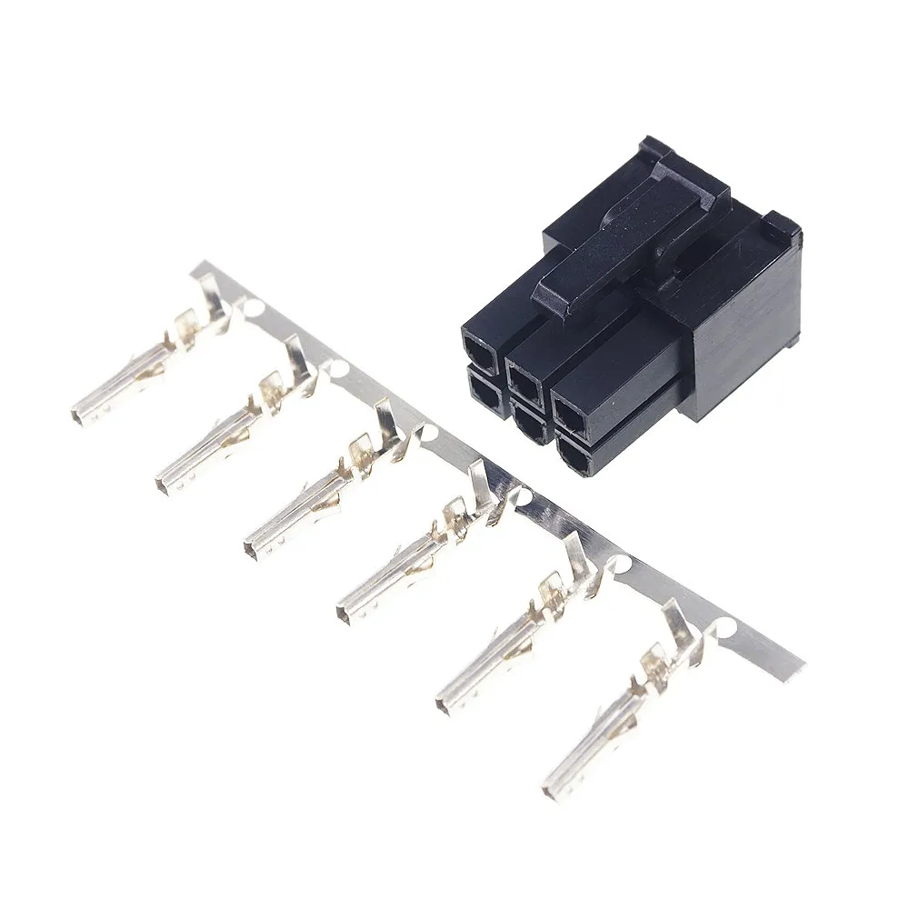 

50 Pcs 5557 6 Position 6 Pin 4.20 mm Male Housing PCI-E PCIe GPU Graphics Card Power Connector Shell Black + Crimp Contact Pin