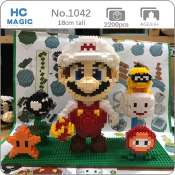 

HC 1042 Game Super Mario Fire Mario Flower Star Clouds 3D Model DIY Mini Diamond Blocks Bricks Building Toy for Children no Box
