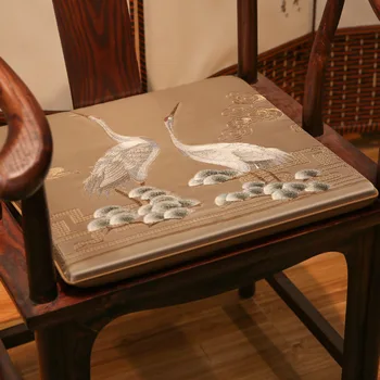 

Red-crowned Crane Embroidered Seat Cushion Classical Chinese Style Non-slip Chair Cushion Red Ginger Home Tatami Decoration