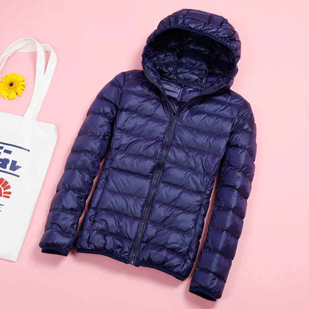 Greatest Autumn Winter Women's Jacket Casual Hooded Ultra Light White Duck Down Jacket Coat Pink Warm Slim B