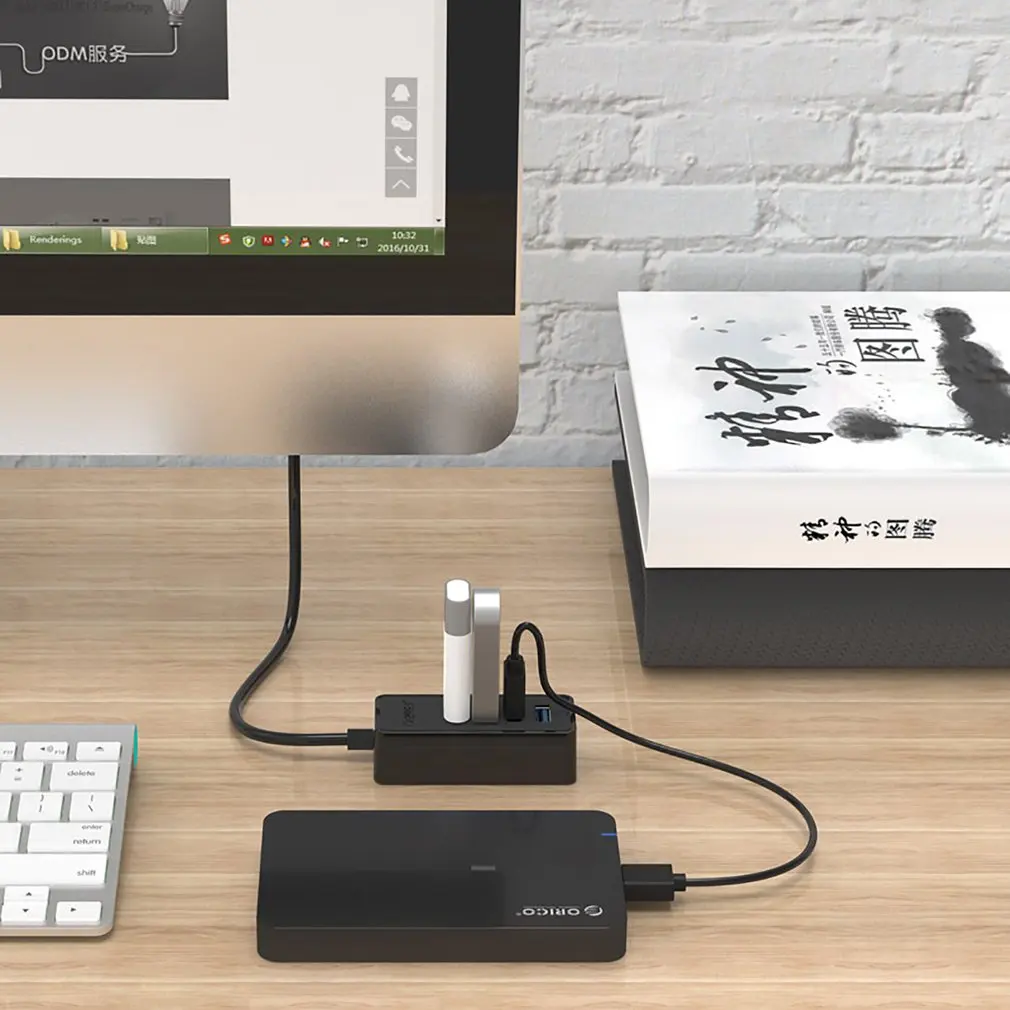 ORICO 4 порта USB3.0 Настольный концентратор Поддержка OTG функция прикрепить дизайн USB3.0 концентратор защищены MicroB порт питания-B