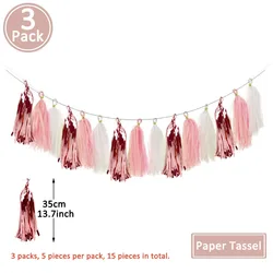 Rose Gold Paper Bunting Triangle Flags - Wedding & Party Hanging Decoration (Paper tassel)