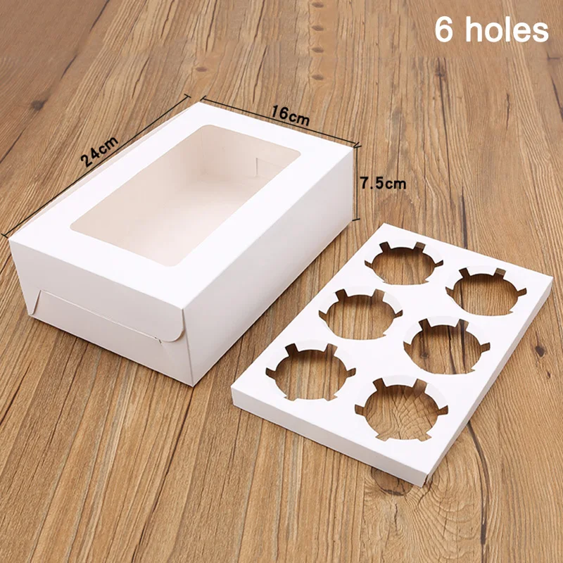

10PCS 2/4/6 Holes Kraft Paper Cupcake Packing Box Muffin Wedding Party Case Holder Box KSI999