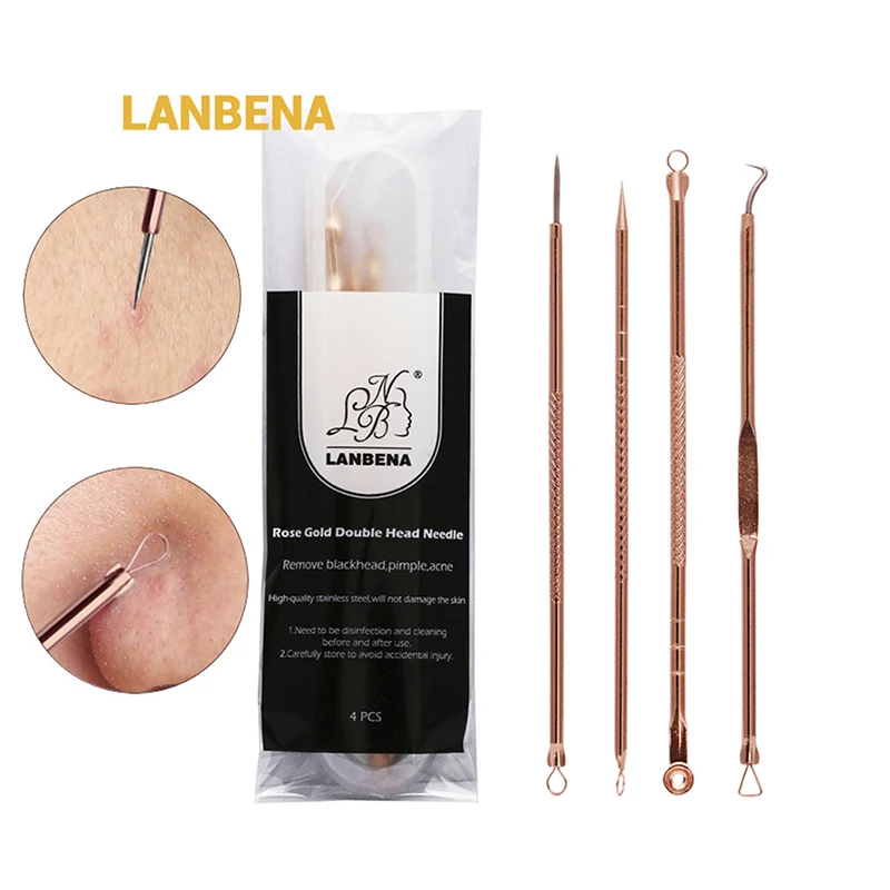 LANBENA 4 шт./компл. набор инструментов для удаления черных точек для лица, прыщи, удалитель акне, набор игл CJ666