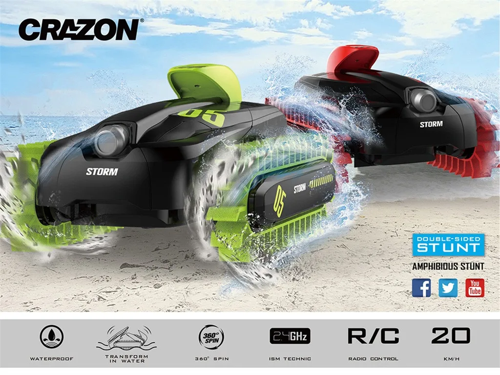 RC автомобиль для детей Дистанционное Управление Amphibiou Stunt автомобилей Водонепроницаемый трансформируемые игрушки около 20 км/ч, игрушки-Амфибии и хобби# U