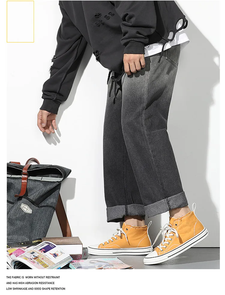 Ins style, мужские повседневные джинсы, свободные, свободные, прямые, белые, синие, контрастные цвета, мужские, потрясающее качество, джинсы, Мужские штаны для отдыха