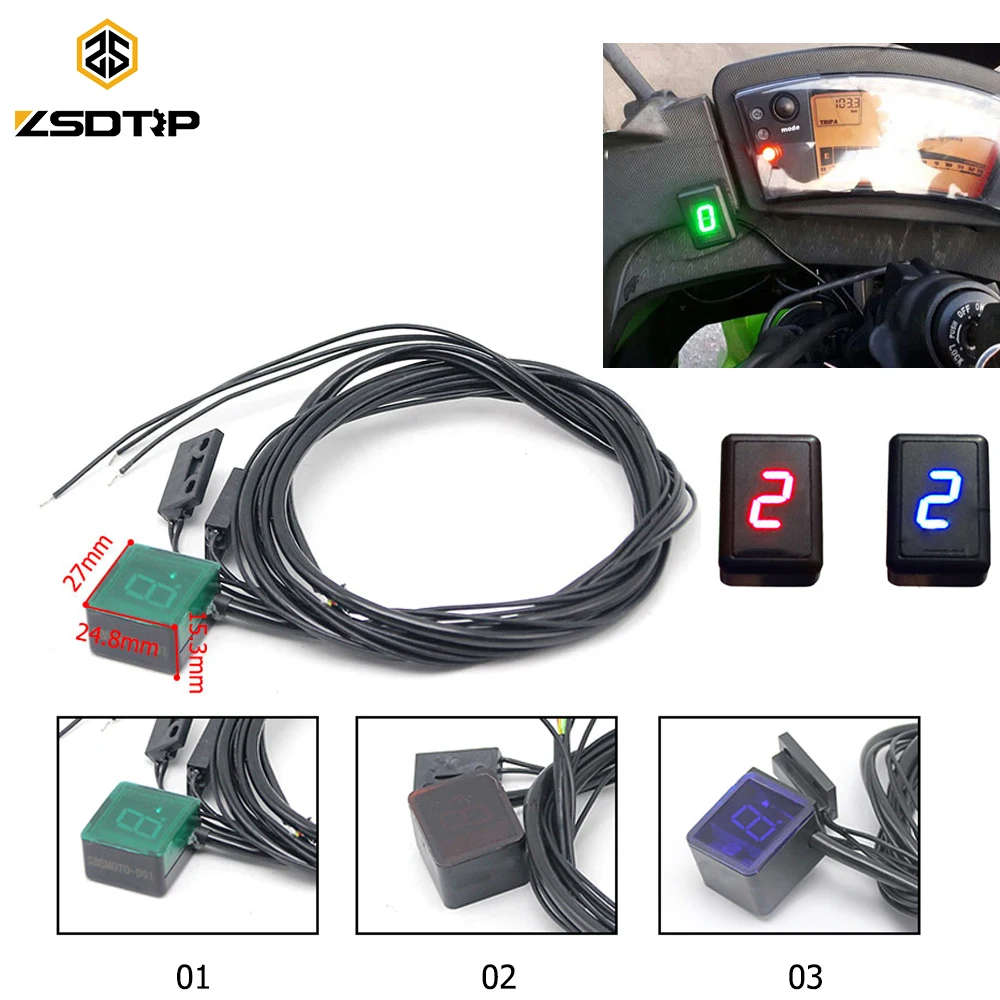 ZSDTRP Motorcycle Gear Display Digital LED Gear Indicator Red/Blue