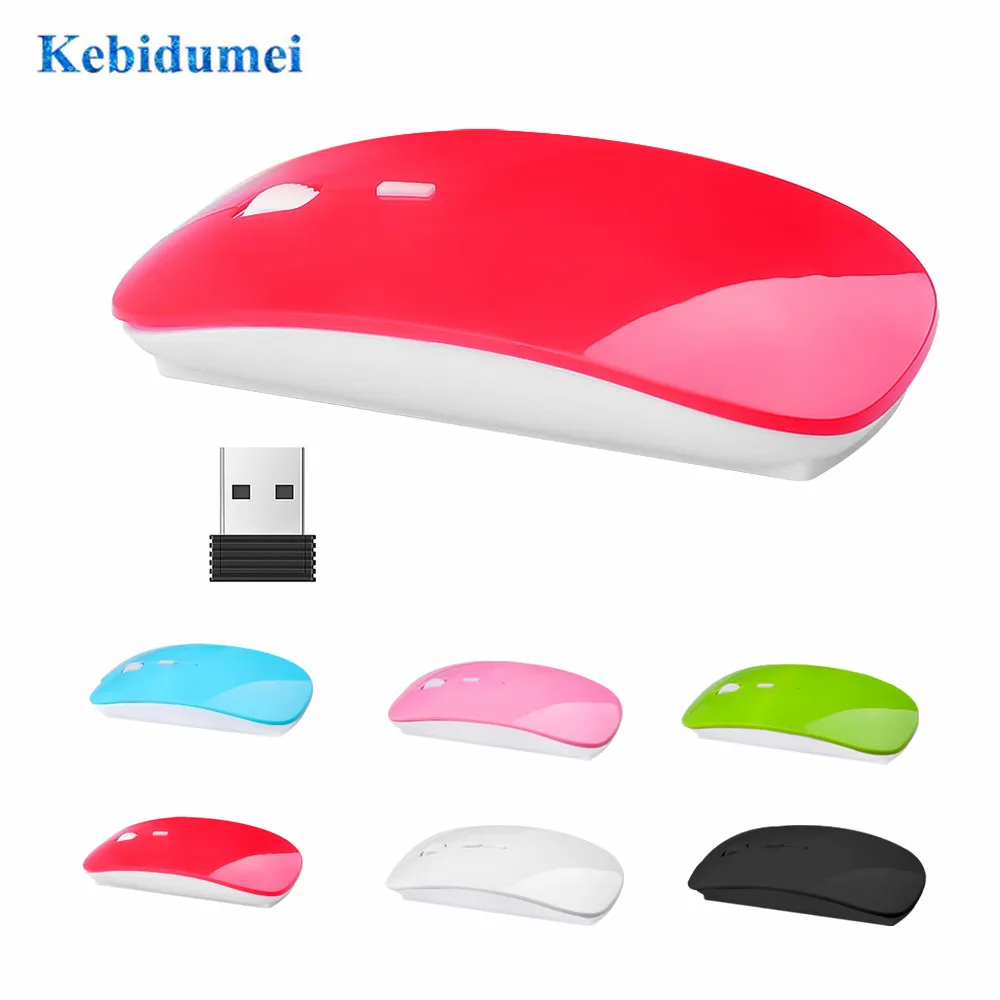 Kebidumei 2,4 ГГц Беспроводная мышь ультра тонкий USB Оптический игровой тонкий приемник компьютер для Apple Mac ноутбук Переключатель Питания Мыши