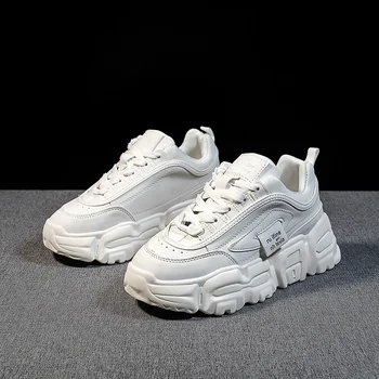 

Shoes Women Korean Fashion Female Black White Platform Thick Sole Running Casual Shoe Designer Chunky Sneakers Zapatos De Mujer