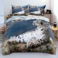 

Bed Linen Leopard Grey Duvet Cover Quilt Cover Set Pillow Shams Soft Bed Linen Single Double Queen King Size Bedding Set for Kid