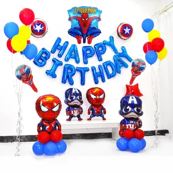 

1 Set Spiderman Hero Foil Balloons Happy Brthday Captain America Hero Balloon Kids Birthday Party Decoration Toys Air Ballon