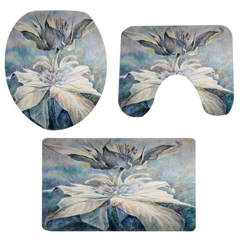 

3 Piece / Set Home Non-Slip Flannel Carpet Floor Memory Foam Rug Bathroom Mats Set Bath Toilet Seat Cover Pedestal Rug Toilet Ma