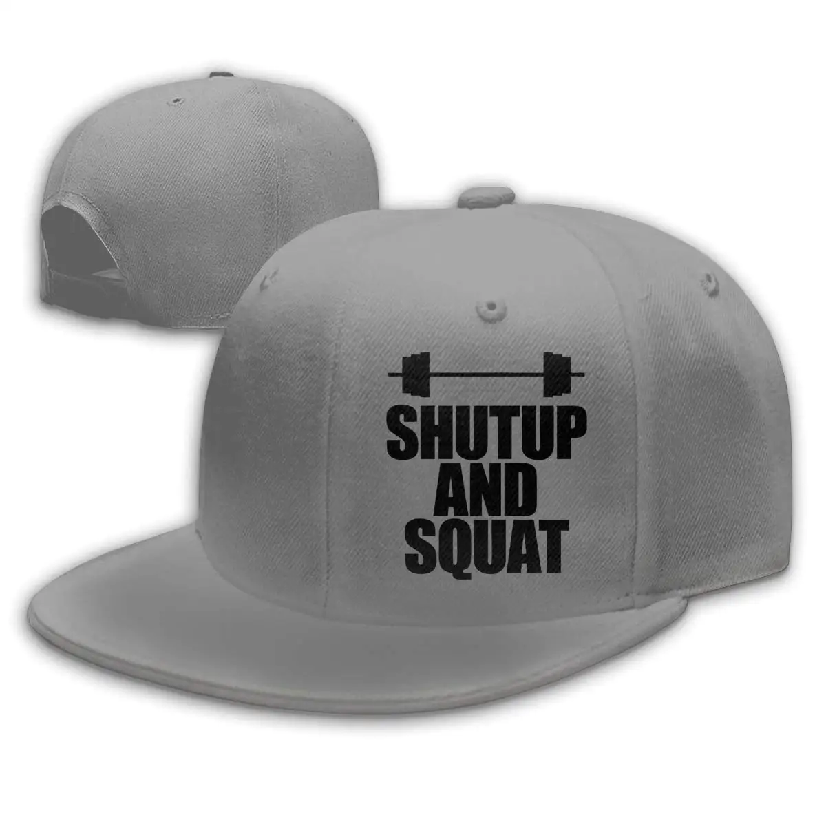 Shut UP and Squat Мужская бейсболка с плоским козырьком Регулируемая серая