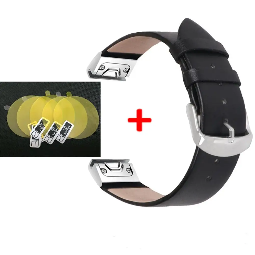 Color8 2 в 1 кожаный ремешок для Garmin Fenix 6X/Fenix 6/Fenix 6 S ремешок для часов Quick Fit запястье+ пленка для экрана для Garmin Fenix 6 ремешок - Цвет: Color8