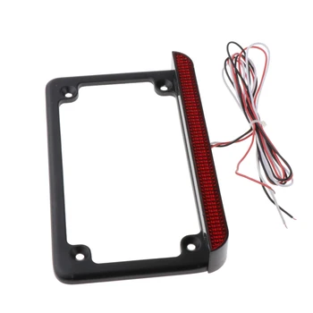 

4 Holes Black License Plate Frame - with LED Steering Brake Tail Signal Lights, Easy to Install