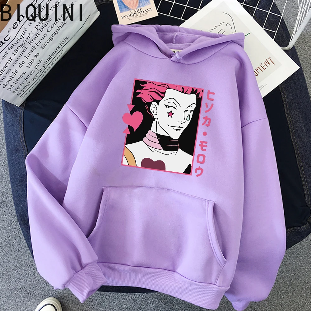 Hisoka Letter Printing Sweatshirt Women Hunter x Hunter Wram Anime Hoodie Loose Harajuku Men Pullove Oversized Streetwear Unisex 4