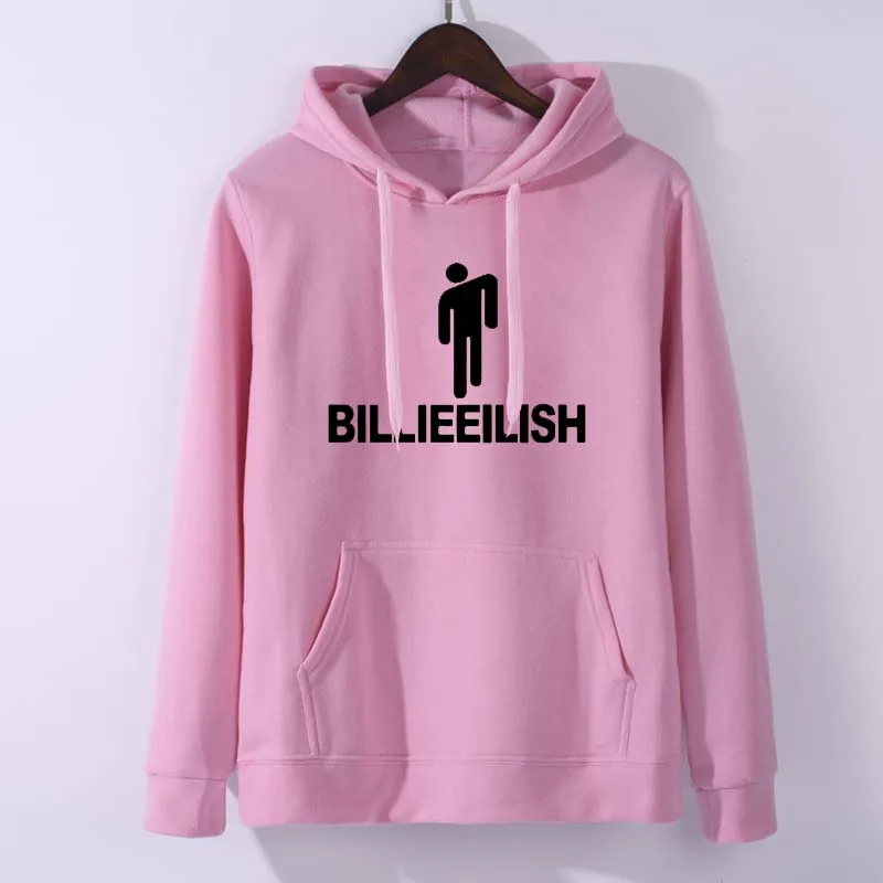 Billie Eilish толстовки с принтом, Женская/мужская толстовка с капюшоном и длинным рукавом,, повседневные трендовые уличные толстовки - Цвет: pink11