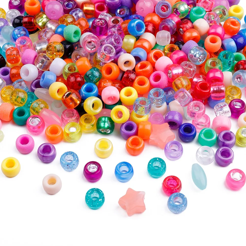100Pcs Candy Farbe Acryl Runde Großes Loch Spacer Perlen Für Schmuck Machen Charms Kinder DIY Handwerk Ohrring Armband Handwerk – Detail 1