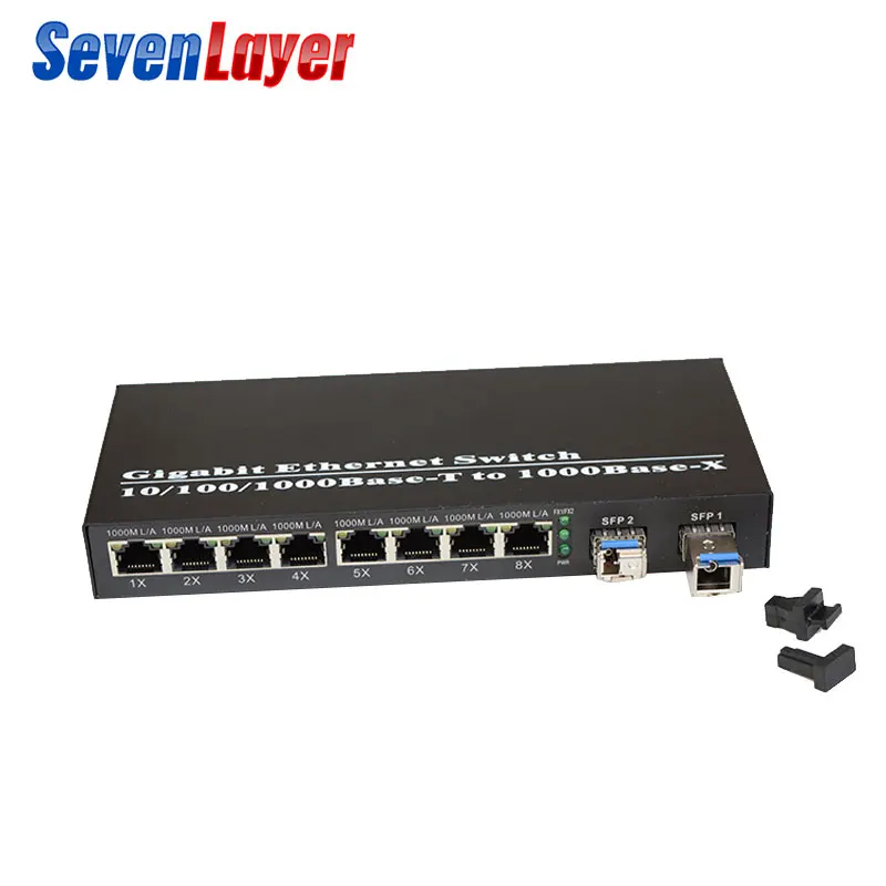 Волоконно оптический коммутатор 8 RJ45 2 Sfp волоконный ПОРТ UTP медиа конвертер