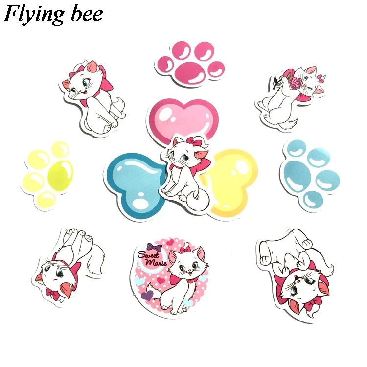 Flyingbee 38 шт. Marie Cat модные наклейки kawaii Наклейки ПВХ Скрапбукинг наклейки для телефона ноутбука блокнот DIY аксессуары X0712