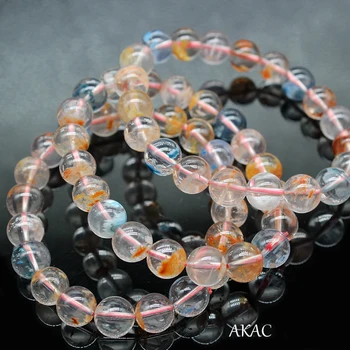 

Natural 8-8.5mm/9.5-10mm A rarely transparent colorful snow phantom bracelet loose beads for women men bracelet or diy making