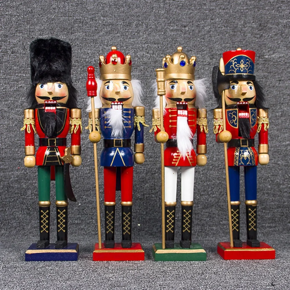 1PC 36cm/14.2in Nutcracker Wooden Soldier Doll Figurines Walnut Puppet Christmas Xmas Gift