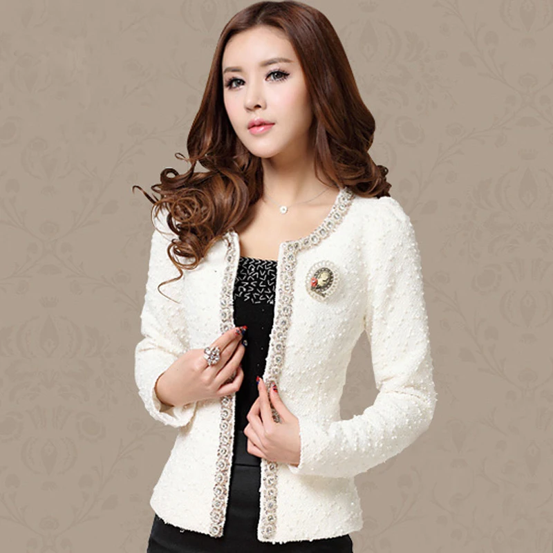 Finest abrigos mujer invierno2019 long sleeve cardigan plus size coat women women fashion elegant Beading