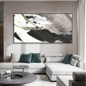 

Top Artist Team Support High Quality Modern Abstract Painting for Wall Art Beautiful Abstract White and Black Oil Painting