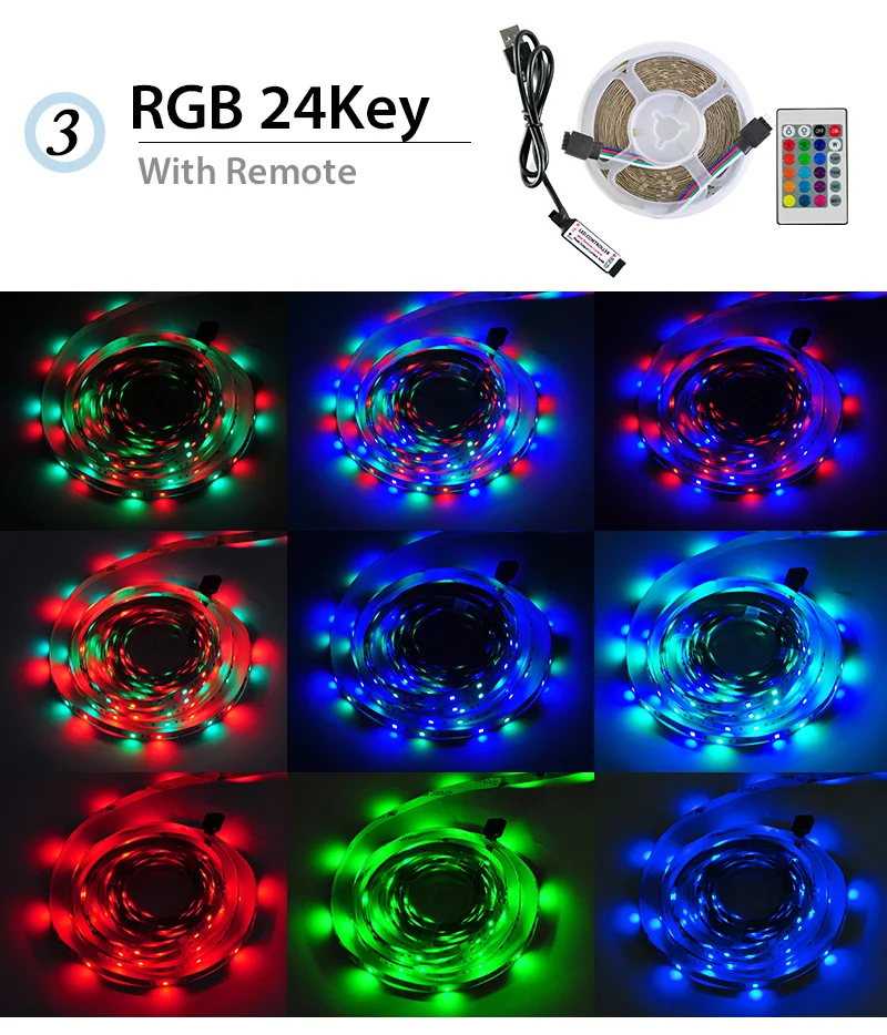 Светодиодная лента USB DC 5 в 50 см 1 м 2 м 3 м 4 м 5 м Мини 3Key 24Key гибкий светильник SMD 2835 Настольный Декор экран ТВ фоновый светильник ing