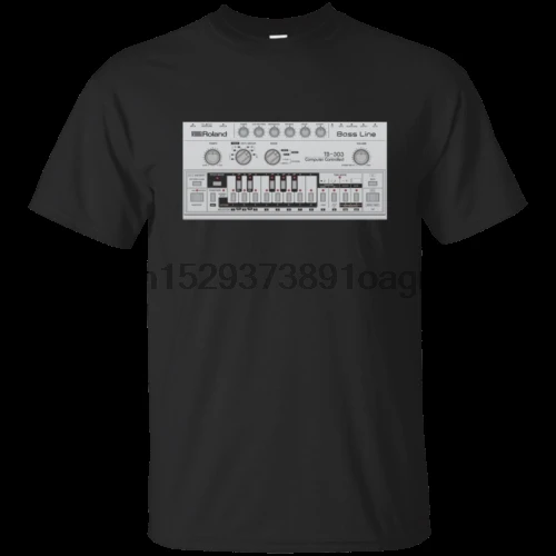 Черная Клубная музыкальная футболка Roland Retro Bass Line TB-303 Trance | Мужская одежда