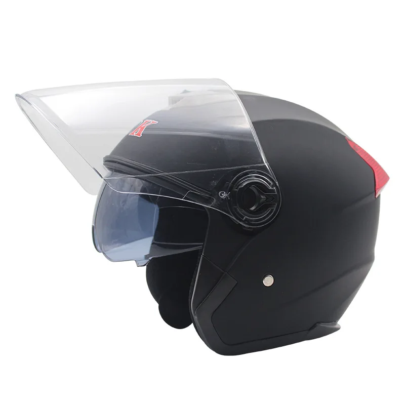 Electric motorcycle helmet double lens half- covered move cool half helmet hard hat four seasons universal anti- fog