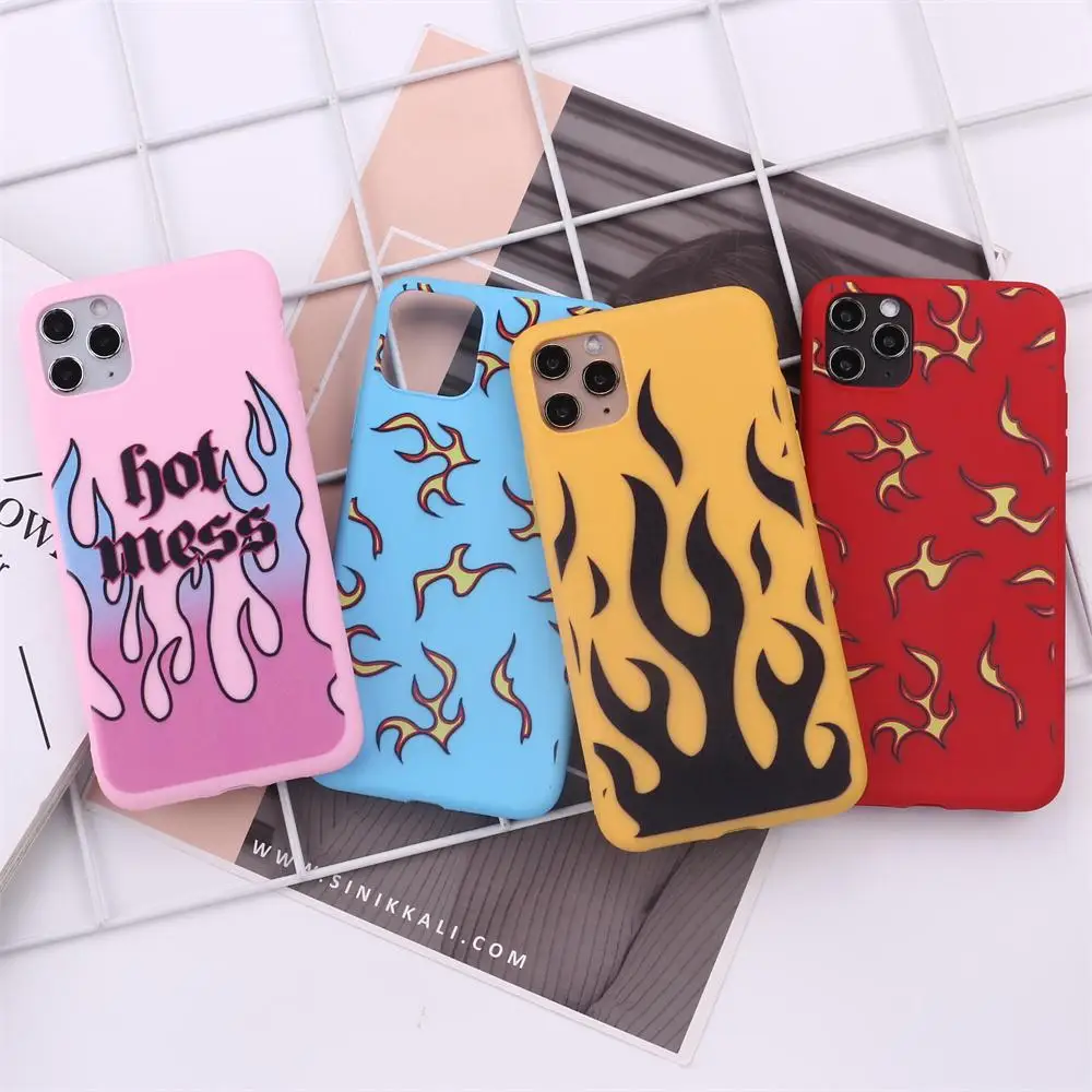 Модный разноцветный чехол с пламенем для IPhone 1112 Pro Max X XS XR Max 7 8 7Plus 8Plus 6S SE, мягкий силиконовый чехол для конфет, Fundas