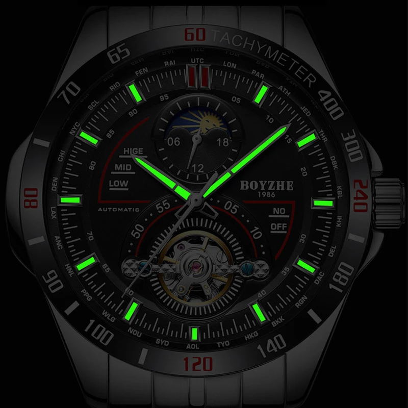 Мужские автоматические механические часы tourbillon спортивные водонепроницаемые из