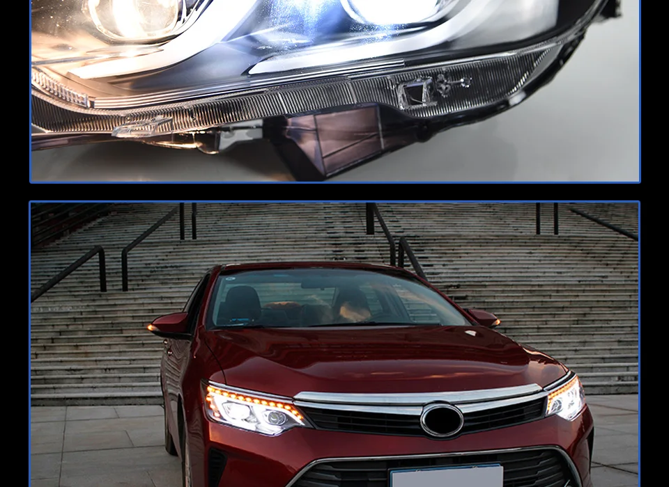 Фары для автомобиля Toyota Camry- DRL дневные ходовые огни головная лампа светодиодный Биксеноновая лампа Противотуманные фары, аксессуары для автомобиля