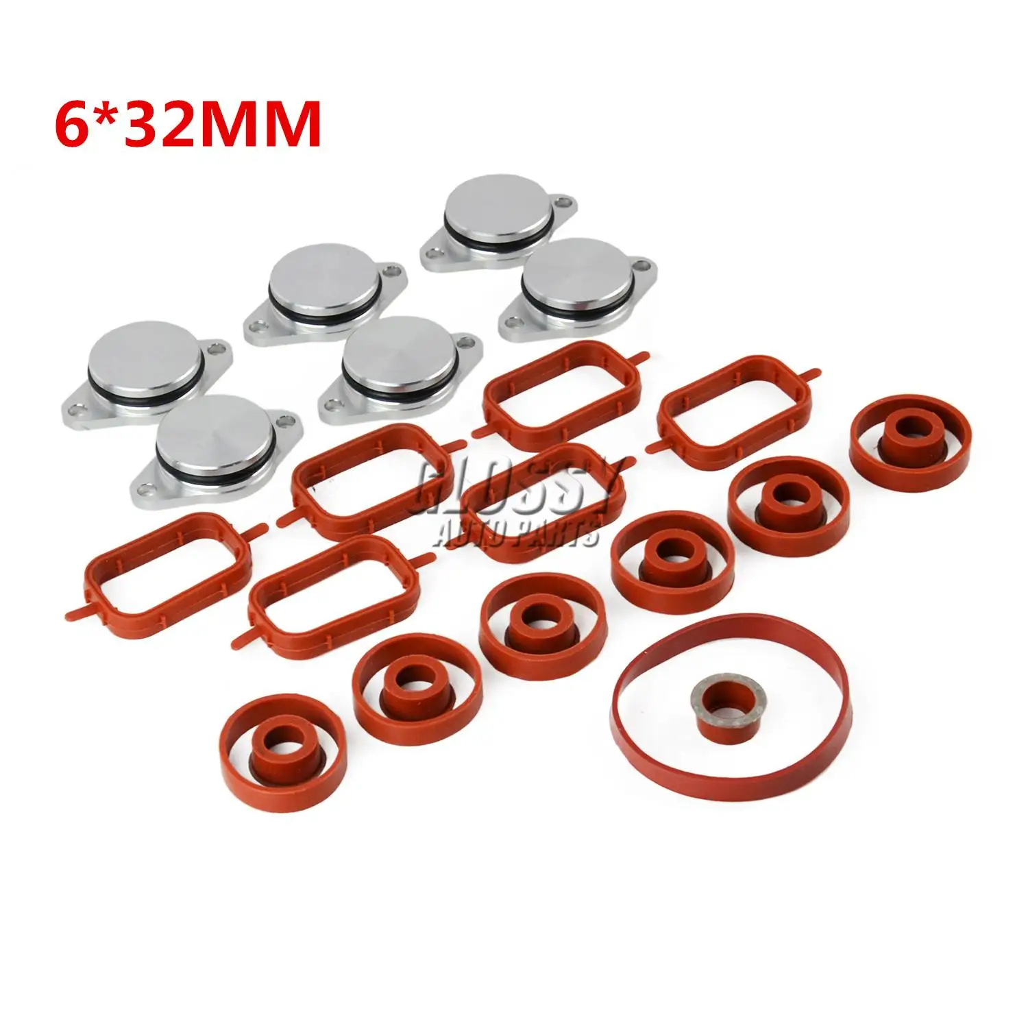 Drallklappen Set 6x 32mm rot mit O-Ring Ansaugbrücken für BMW X3 X5 X6 5er  7er 8MQ28MR9