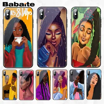 

Babaite Colorful art african girl Soft Shell Phone Case Tempered Glass cases for Apple iPhone 8 7 6 6S Plus X XS MAX XR Cover
