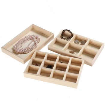 

Practical Storage Box Wood Jewelry Display Jewellery Tray Ring Holder Necklaces Organizer Bracelets Showcase Pendants Box