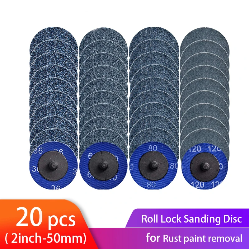2"Zirconia Quick Change Sanding Discs Roll Lock RType Sandpaper Abrasive Disc 50mm 1/4" Holder