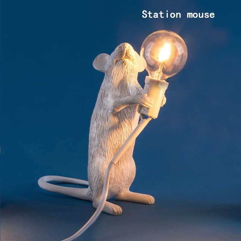 Station mouse Лампа с мышкой, Современная крыса, рядом с лампой, маленький мини домашний деко, светодиодный ночник, декоративная лампа, настольная лампа, детская спальня, лампа E12 - Испускаемый цвет: Station mouse