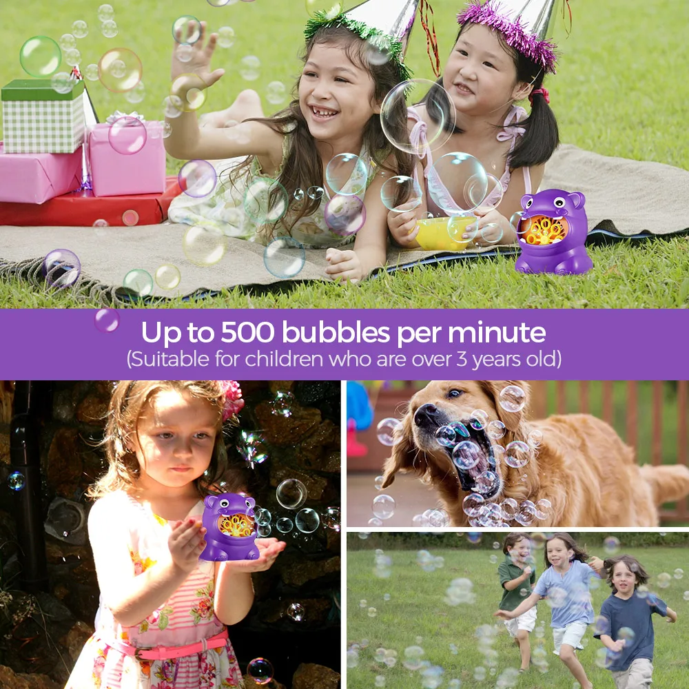 Frog-Shape Full Automatic Bubble Machine Children Toy For Boys Girls Safe And Durable Bubbles With 8 Bubble Blowing Wands