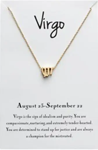 Virgo necklace QIAMNI Дева весы Скорпион Стрелец Козерога Водолей зодиакальные ожерелья кулон 12 Созвездие звезды знаки ожерелья подарок - Окраска металла: Virgo necklace