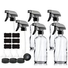 4pcs 500ml Clear Glass Spray Bottle Empty Large Mist Stream Sprayer Bottles for Disinfectant Cleaner Sanitizer Essential Oils