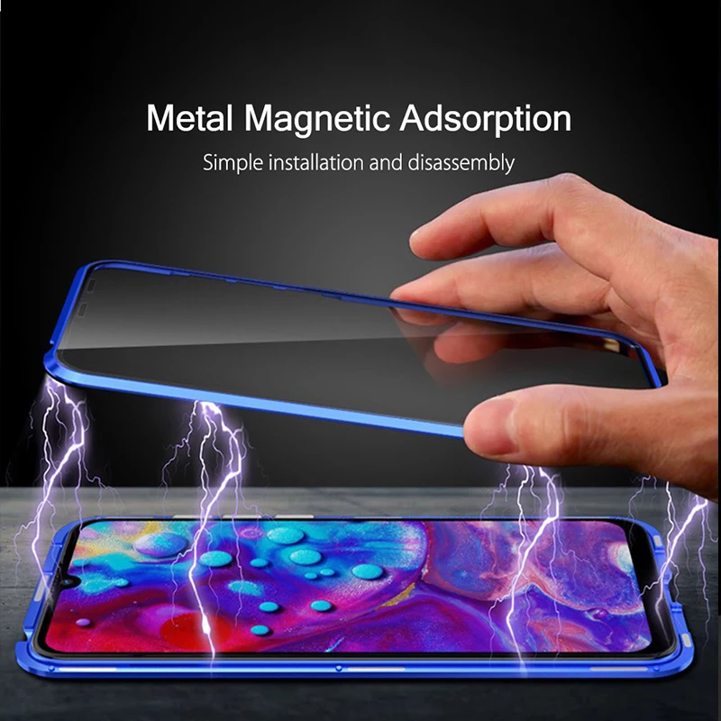 Metal Magnetic Adsorption Phone Case Double Side Glass Cover For Xiaomi Redmi Note 9 8 7 Pro 8T 9A 9C 8A Mi 10T Note10 Lite Pro X3 NFC