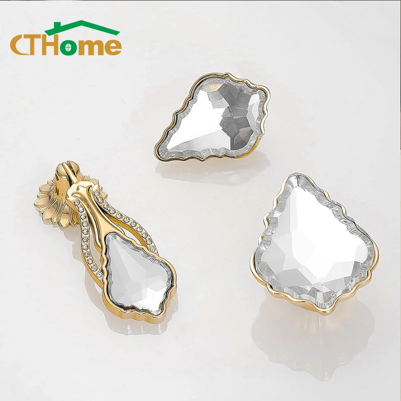 CTHome Хрустальные стеклянные ручки для шкафа, выдвижные ящики для кухонного шкафа, дверь шкафа, шкаф, мебель, комод, ручки, фурнитура, одно отверстие
