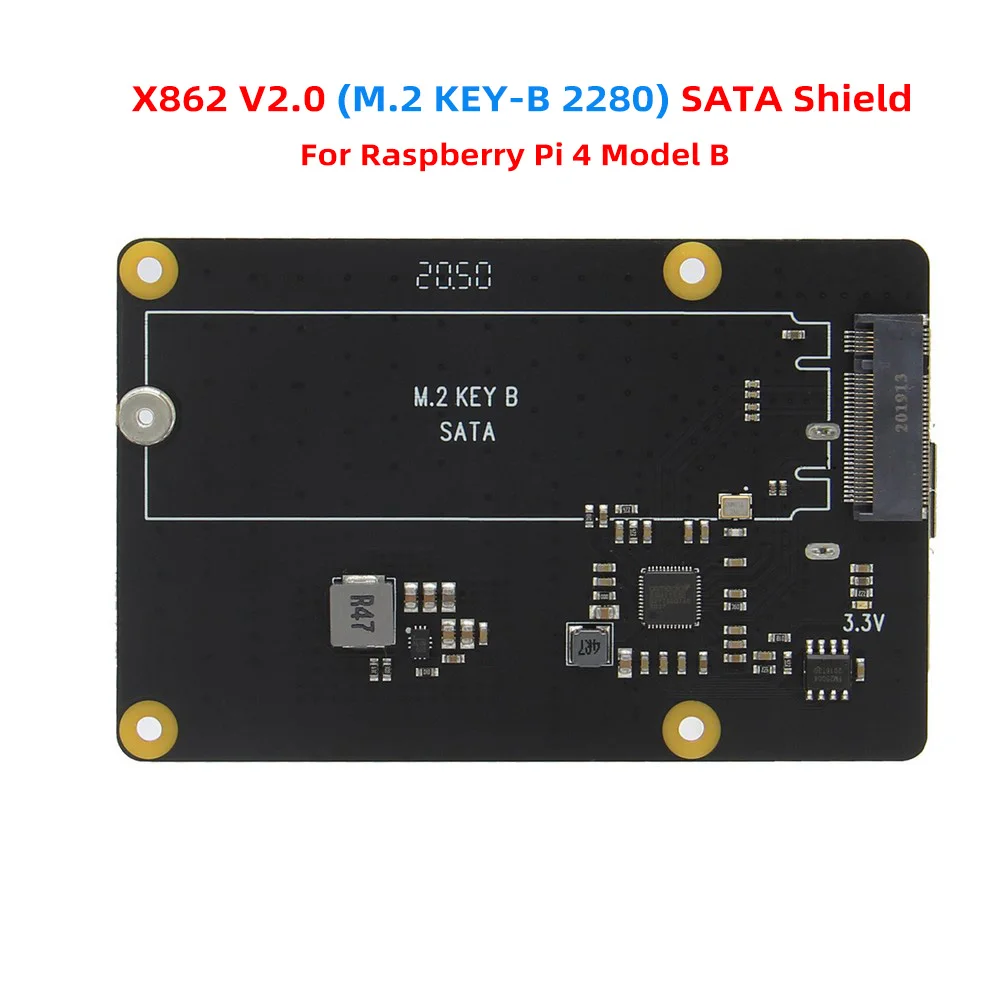 Raspberry Pi X862 V2.0 M.2 NGFF 2280 SATA SSD Storage Expansion Board / Shield for Raspberry Pi 4 Model B