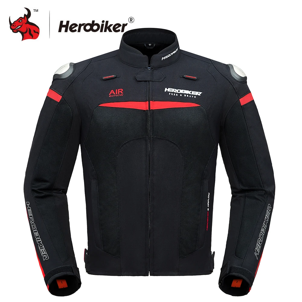 HEROBIKER мотоциклетная куртка защитная Экипировка для мужчин мотокросса гоночная куртка для внедорожных гонок мото одежда мотоциклетная защита - Цвет: HEROBIKER BLACK
