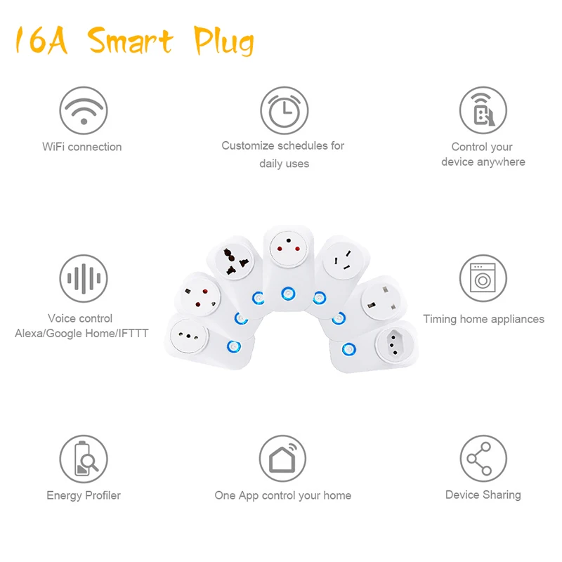 FrankEver Wi-Fi умная розетка 10A 16A с контролем мощности, стабилизатор напряжения для Израиля, Индии, бразильские итальянские, Великобритании, ЕС, Австралии, умная розетка