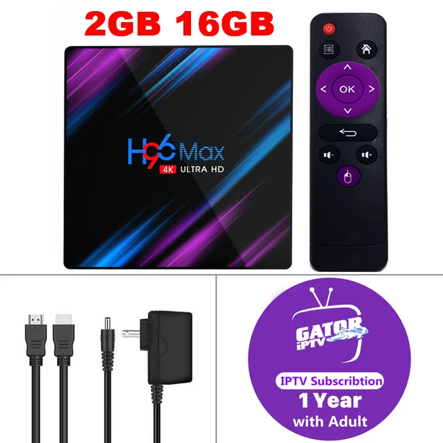 2G16G(1 Year IPTV) H96 Max Smart tv Box+ 1 год Gator IP tv код Android9.0 телеприставка 2,4G& 5Ghz Wifi 4K HDR французский Arbic UK медиаплеер IPTV коробки - Цвет: 2G16G(1 Year IPTV)