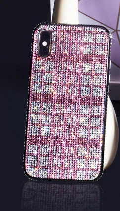 pink YUETUO glitter diamond phone etui,coque,cover,case for samsung galaxy s8 s9 s10 plus A10 A20 A30 A50 A70 note 8 9 10 pro a7 - Color: pink