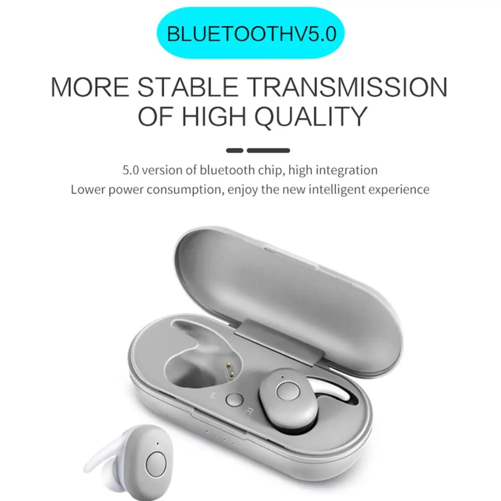 DT-1 мини-наушник bluetooth TWS V5.0 настоящие беспроводные наушники стерео водонепроницаемые спортивные наушники с микрофоном зарядная коробка